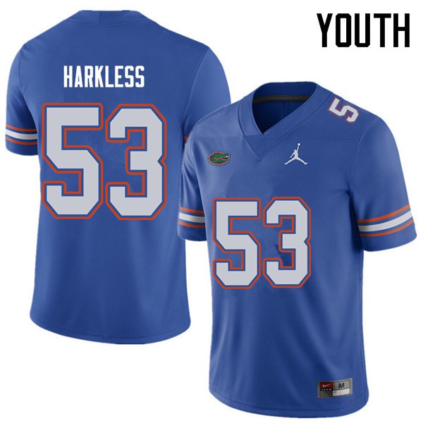 Jordan Brand Youth #53 Kavaris Harkless Florida Gators College Football Jerseys Royal